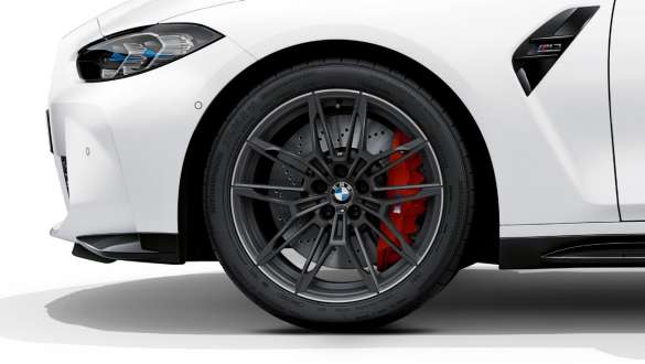 19/20 colių kaltiniai „M Double-spoke style 825 M“ ratlankiai matinės pilkos „Orbit Grey“ spalvos, BMW M3 Competition sedanas G80 2020 BMW M3 Competition sedanas G80 2020, 19/20 colių kaltiniai „M Double-spoke style 825 M“ ratlankiai matinės pilkos „Orbit Grey“, ratlankio vaizdas iš arti