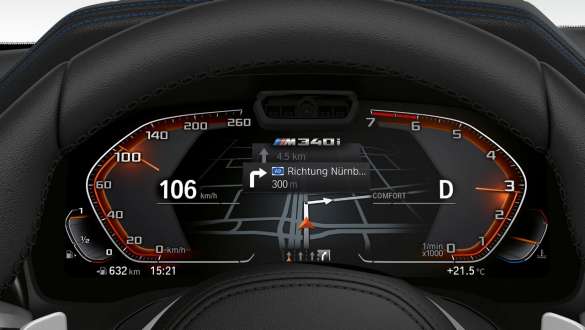 M būdingas prietaisų skydelis, BMW M340i xDrive sedanas G20 2020 BMW M340i xDrive sedanas G80 2020 M būdingas prietaisų skydelis, vairuotojo erdvė, interjeras