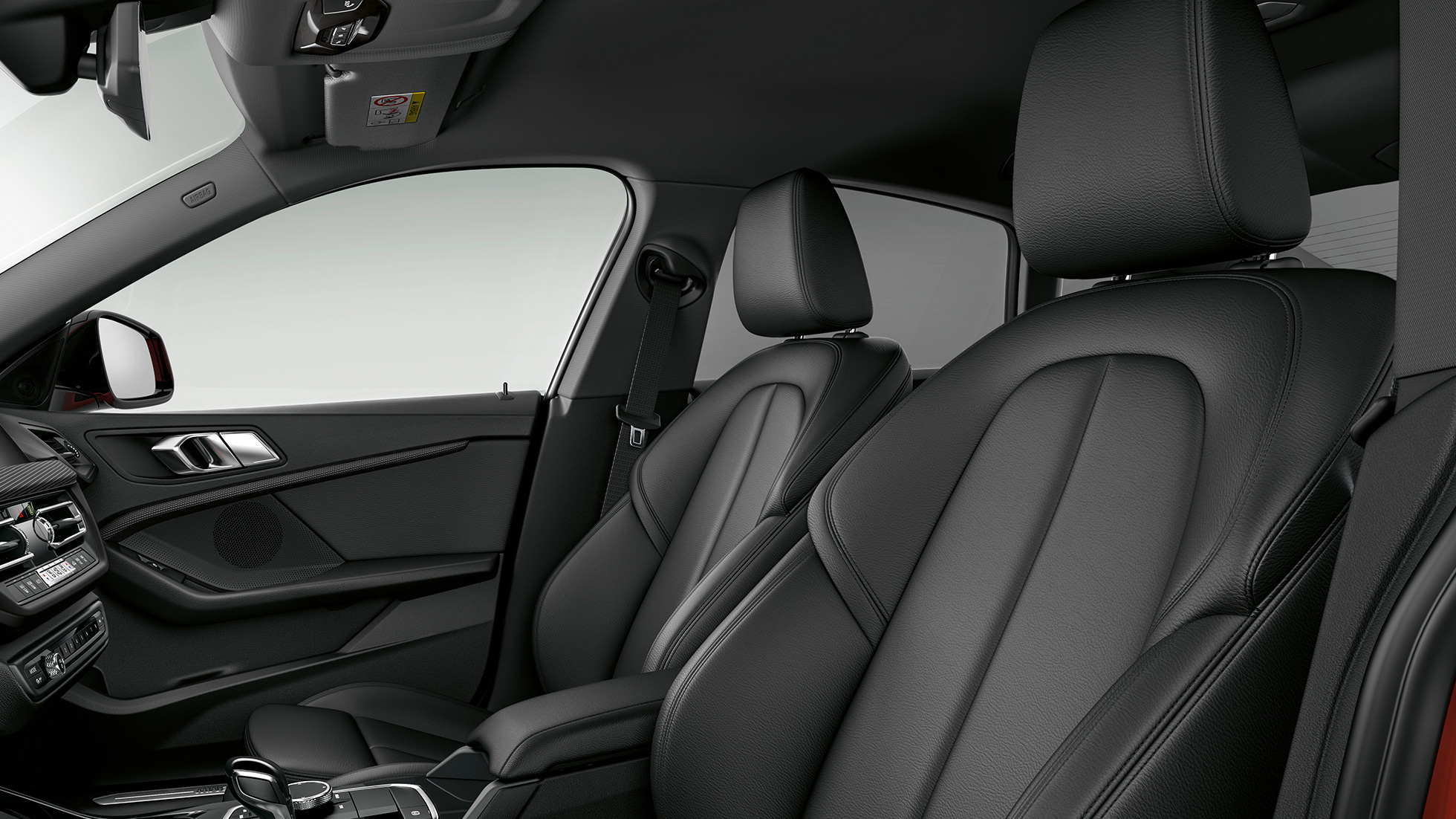 Sportinės antracito sėdynės BMW 2 serijos Gran kupė Model Sport Line serija Sportinės antracito sėdynės BMW 2 serijos Gran kupė Model Sport Line serija raudonos Melbourne Red raudonos spalvos F44 interjeras