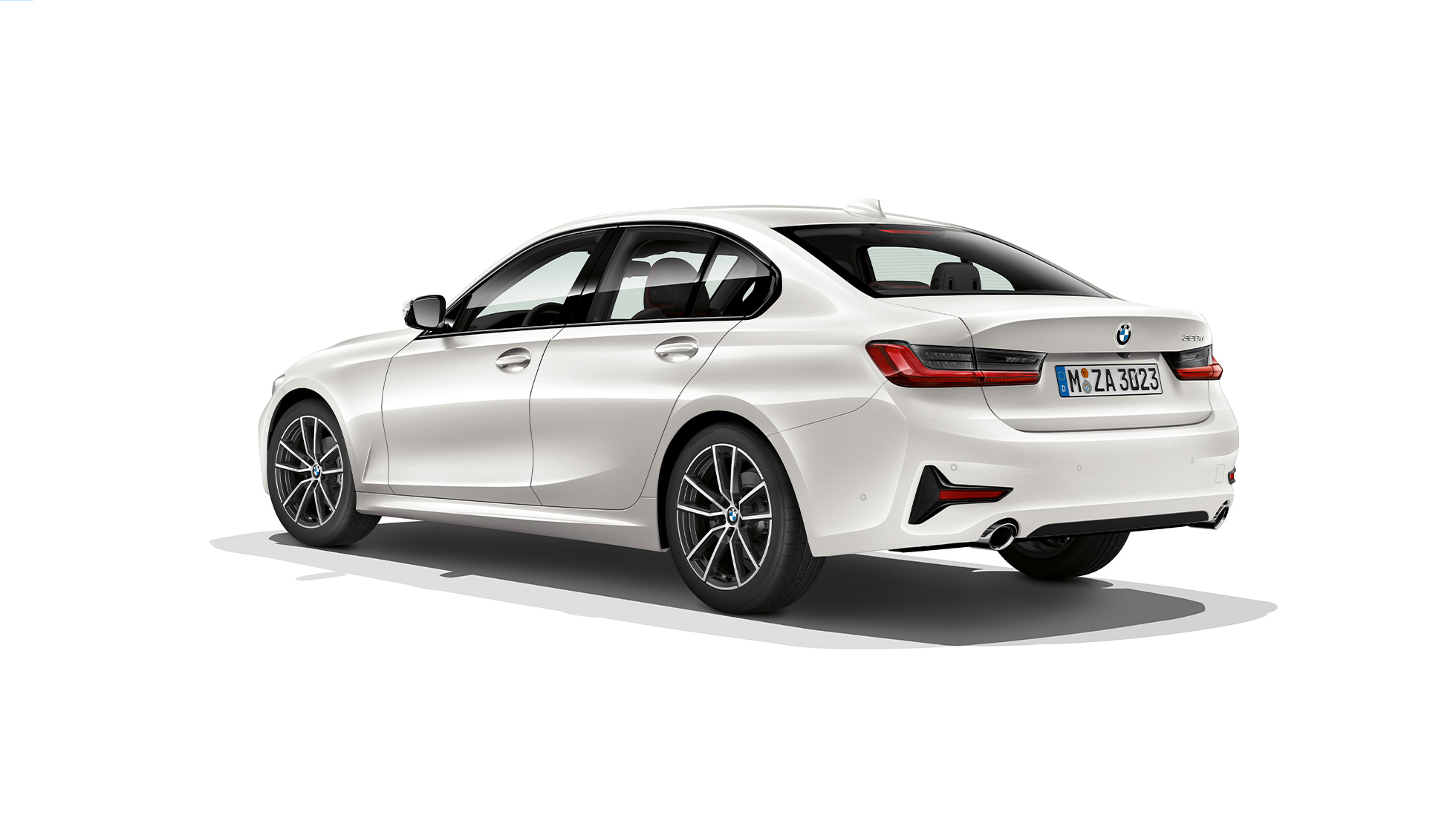 BMW 3 serijos sedanas, Sport Line modelio galas BMW 3 serijos sedano su Sport Line modelio funkcijomis trijų ketvirčių vaizdas iš galo