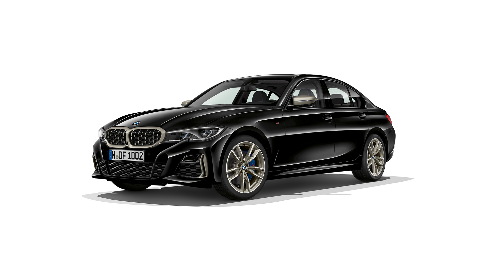 BMW 3 serijos sedanas, BMW M340i xDrive. Stovinčio BMW 3 serijos sedano M340i xDrive vaizdas iš šono.