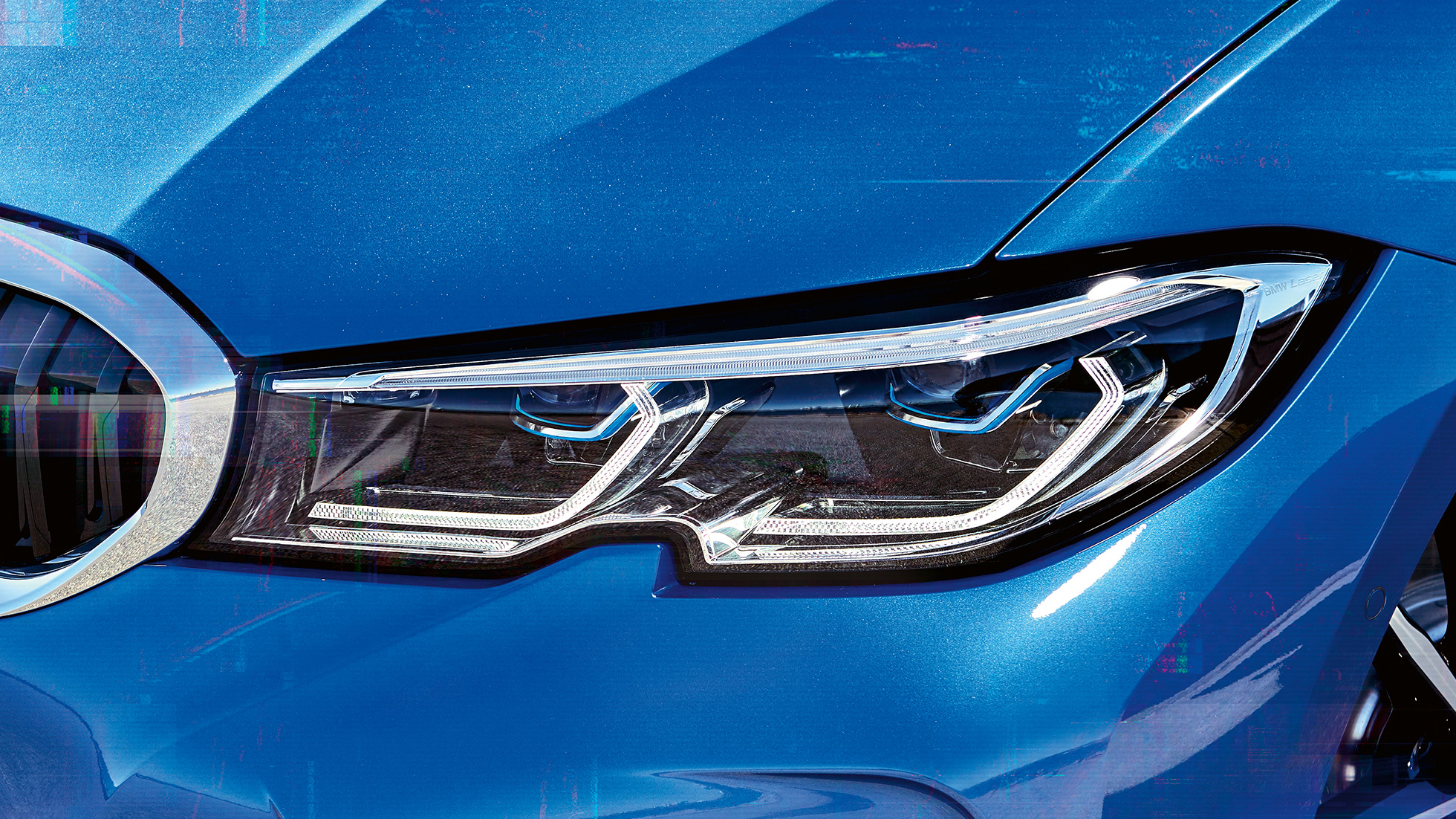 BMW 3 serijos sedanas, BMW Laserlight Dešiniojo priekinio žibinto su BMW Laserlight priartintas vaizdas iš šono