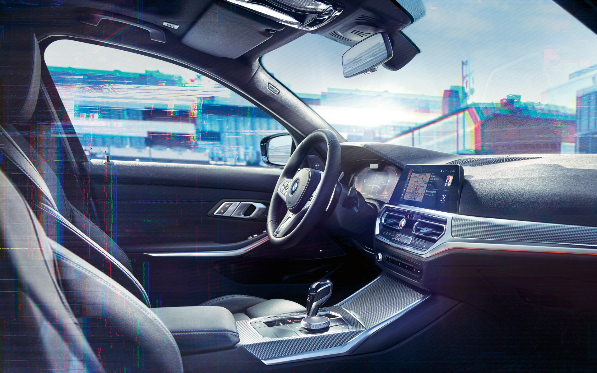 BMW 3 serijos sedanas (G20), BMW Live Cockpit Professional BMW 3 serijos sedanas (G20) su BMW Live Cockpit Professional, priartintas interjero vaizdas