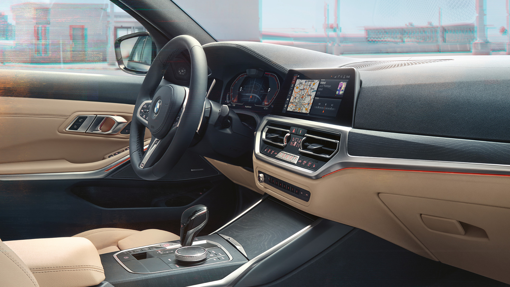 BMW 3 serijos Touring, vairuotojo erdvės vaizdas BMW 3 serijos Touring, vairuotojo erdvės vaizdas iš keleivio pusės