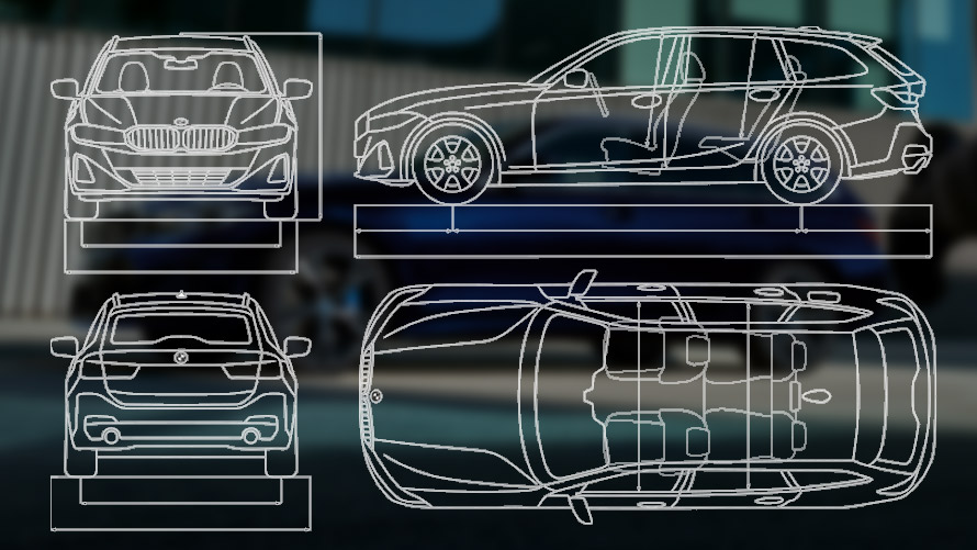 BMW 3 serijos Touring LCI G21 techniniai duomenys brėžinys BMW 3 serijos Touring LCI G21 techniniai duomenys brėžinys