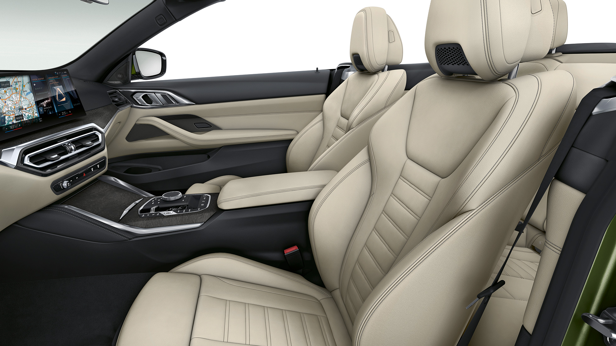 Sportinės sėdynės, BMW 4 serijos kabrioletas, G23 2020 modelis M Sport Sportinės išskirtinės odos sėdynės, BMW 4 serijos kabrioleto G23 2020 modelio M Sport, interjeras