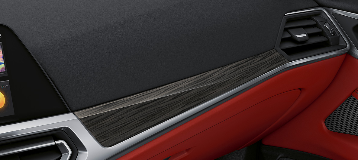 Aukštos kokybės medienos interjero apdaila BMW 4 serijos kupė Individual G22 2020 interjeras Aukštos kokybės medienos interjero apdaila su Pearl Chrome apdailos akcentu, BMW 4 serijos kupė Individual G22 2020 interjeras