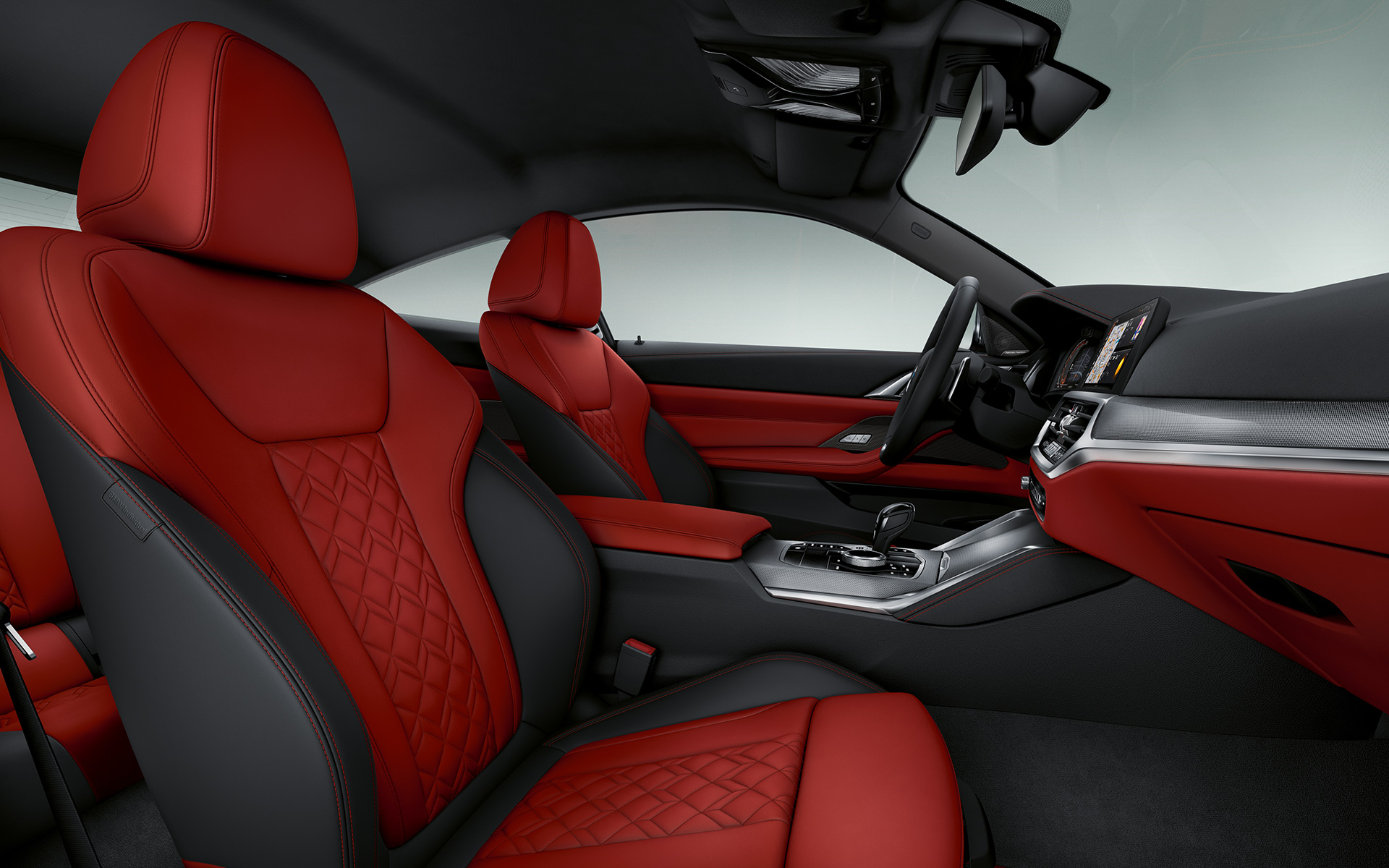 BMW Individual išplėstinė Merino odos interjero apdaila raudonos Fiona Red/juodos spalvos, BMW 4 serijos kupė (G22) 2020 BMW Individual išplėstinė Merino odos interjero apdaila raudonos Fiona Red/juodos spalvos, BMW 4 serijos kupė (G22) 2020