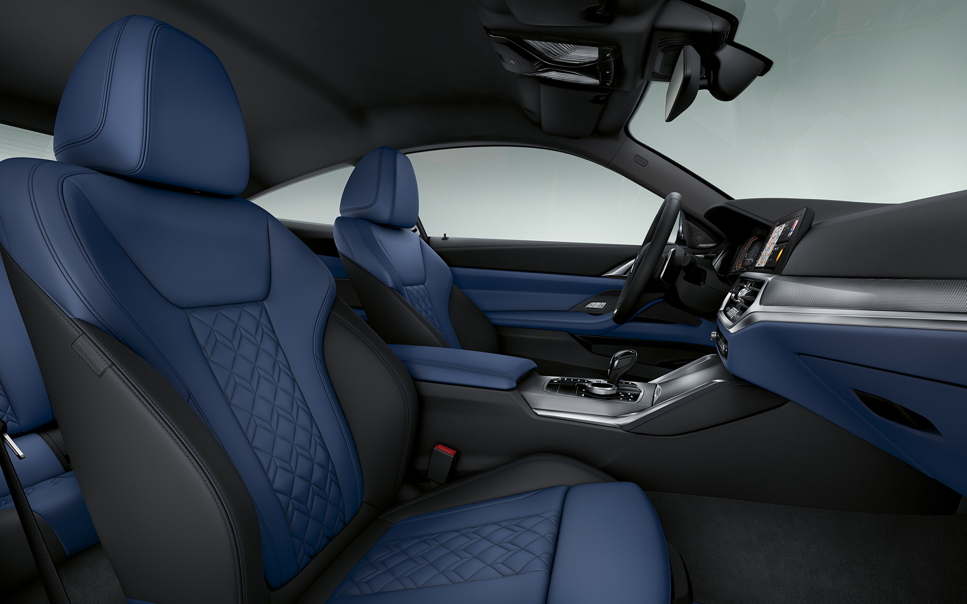 BMW Individual išplėstinė mėlynos/juodos spalvos Merino | Fjord Blue/Black odos interjero apdaila, BMW 4 serijos kupė (Individual) (G22) 2020 BMW Individual išplėstinė mėlynos/juodos spalvos Merino | Fjord Blue/Black odos interjero apdaila, BMW 4 serijos kupė (Individual) (G22) 2020