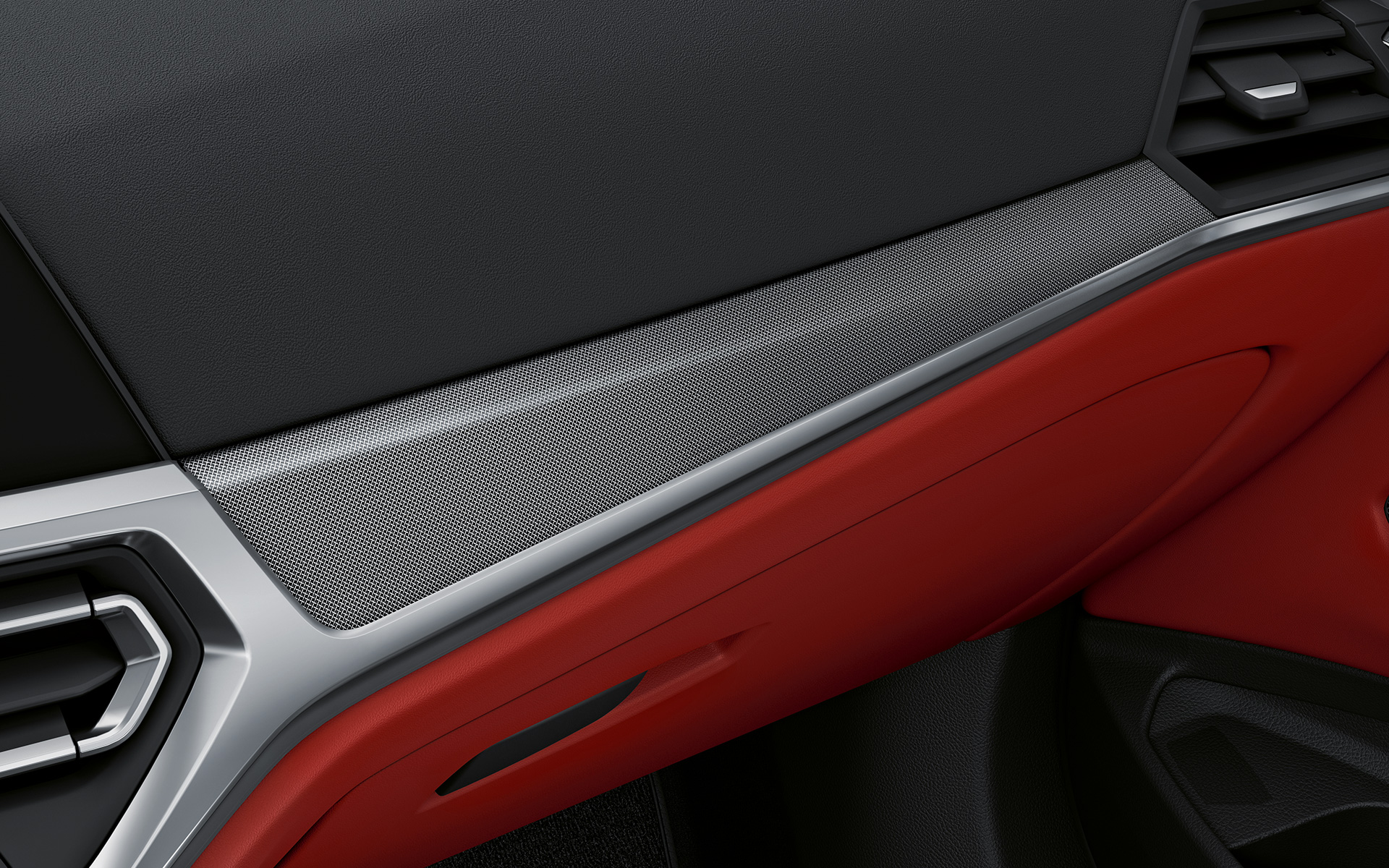 Itin blizgaus aliuminio audinio interjero apdaila, BMW 4 serijos kupė Individual (G22) 2020, interjeras BMW Individual itin blizgi aliuminio audinio interjero apdaila su chromo Pearl Chrome apdailos akcentu, BMW 4 serijos kupė Individual (G22) 2020 interjeras