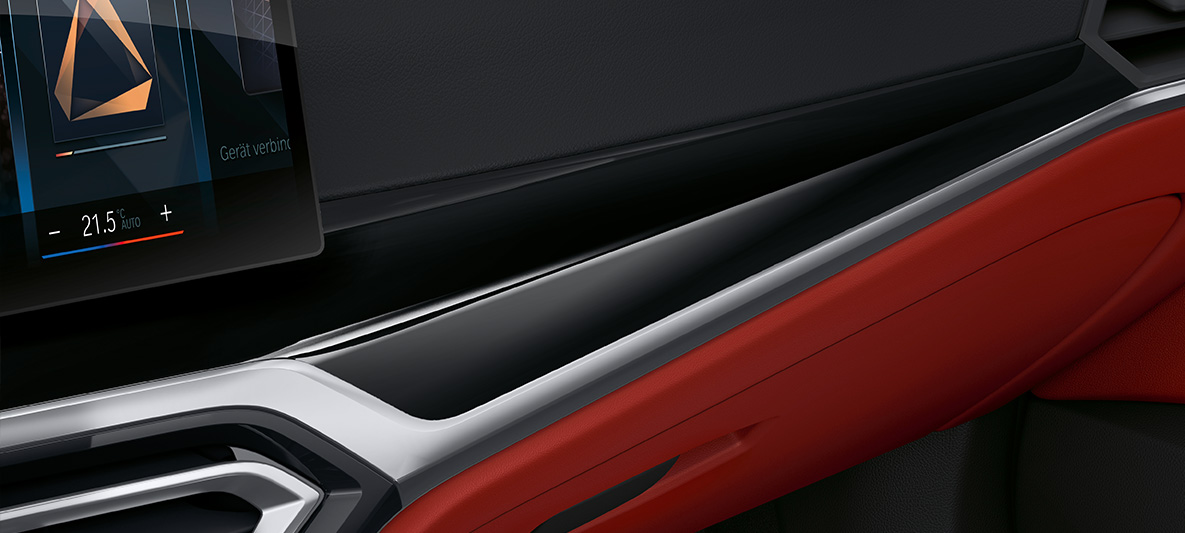 Juoda Piano Finish Black interjero apdaila, BMW 4 serijos Gran kupė (G26) 2021, interjeras BMW Individual juoda Piano Finish Black interjero apdaila, BMW 4 serijos Gran kupė (G26) 2021, interjeras