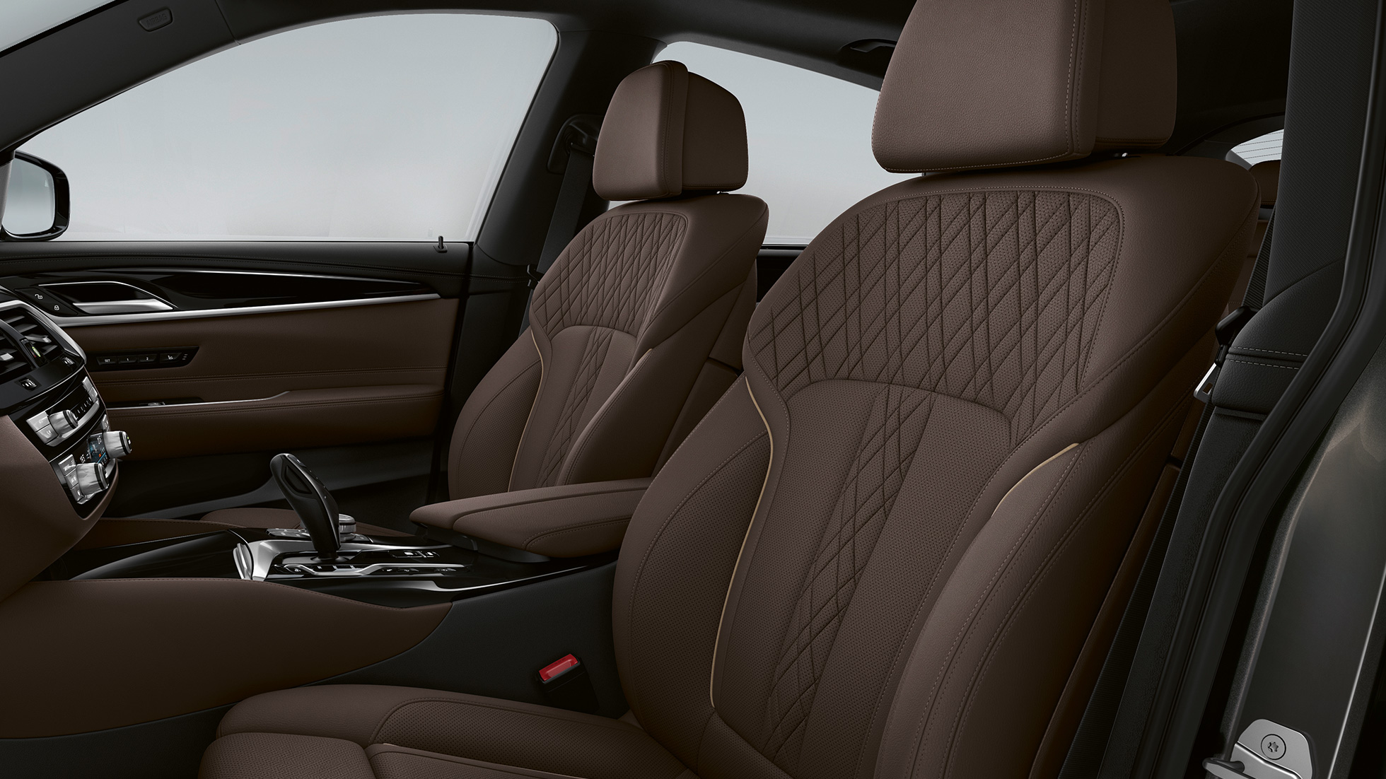 Apmušalai BMW 6 serijos Gran Turismo Luxury Line G32 2020 Apmušalai, išskirtinės Nappa oda mokos spalvos, BMW 6 serijos Gran Turismo Luxury Line G32 640d xDrive 2020 Luxury Line modelio interjeras