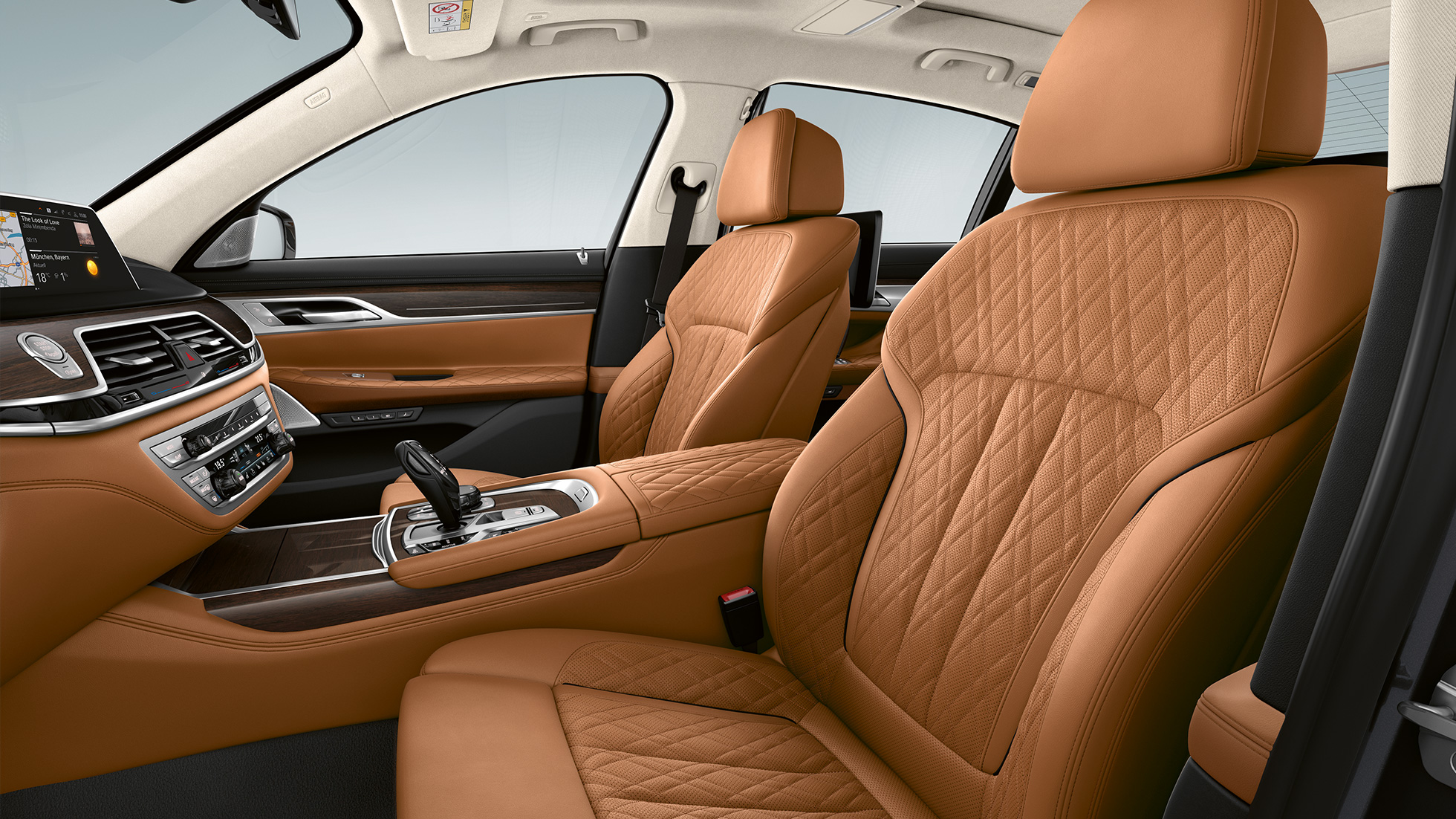 BMW 7 serijos sedanas su Pure Excellence eksterjero dizainu, odiniai apmušalai BMW 7 serijos sedanas su Pure Excellence eksterjero dizainu, Nappa odiniais apmušalais