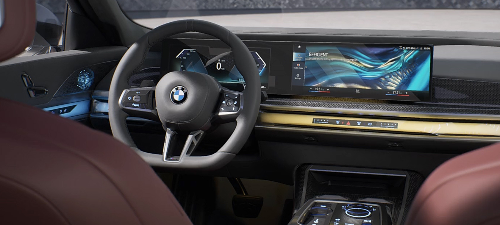 Interjero dizainas BMW 7 serijos sedanas G70 ICE 740i M sport paketas BMW 7 serijos sedanas G70 ICE 740i M sport paketas interjero dizainas