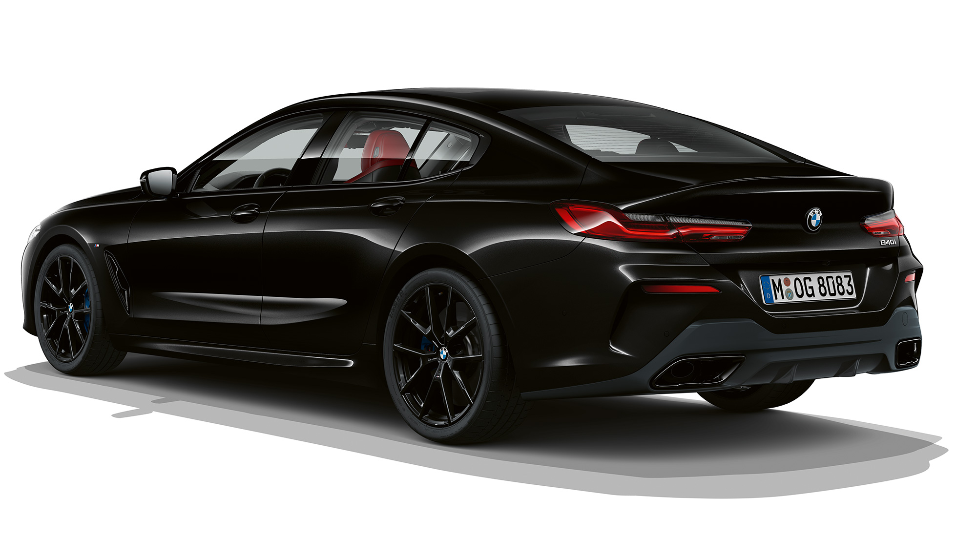 M Sport paketo trijų ketvirčių vaizdas iš galo BMW 8 serijos Gran kupė, M Sport paketo trijų ketvirčių vaizdas iš galo