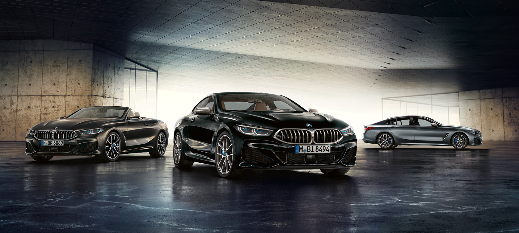 BMW 8 serijos kupė (G15) trijų ketvirčių vaizdas iš priekio BMW 8 serijos kabrioletas (G14) trijų ketvirčių vaizdas iš priekio BMW 8 serijos Gran kupė (G16) 7/8 vaizdas iš šono, stovinčių automobilių vaizdas BMW 8 serijos kupė (G15) trijų ketvirčių vaizdas iš priekio BMW 8 serijos kabrioletas (G14) trijų ketvirčių vaizdas iš priekio BMW 8 serijos Gran kupė (G16) 7/8 vaizdas iš šono, stovinčių automobilių vaizdas