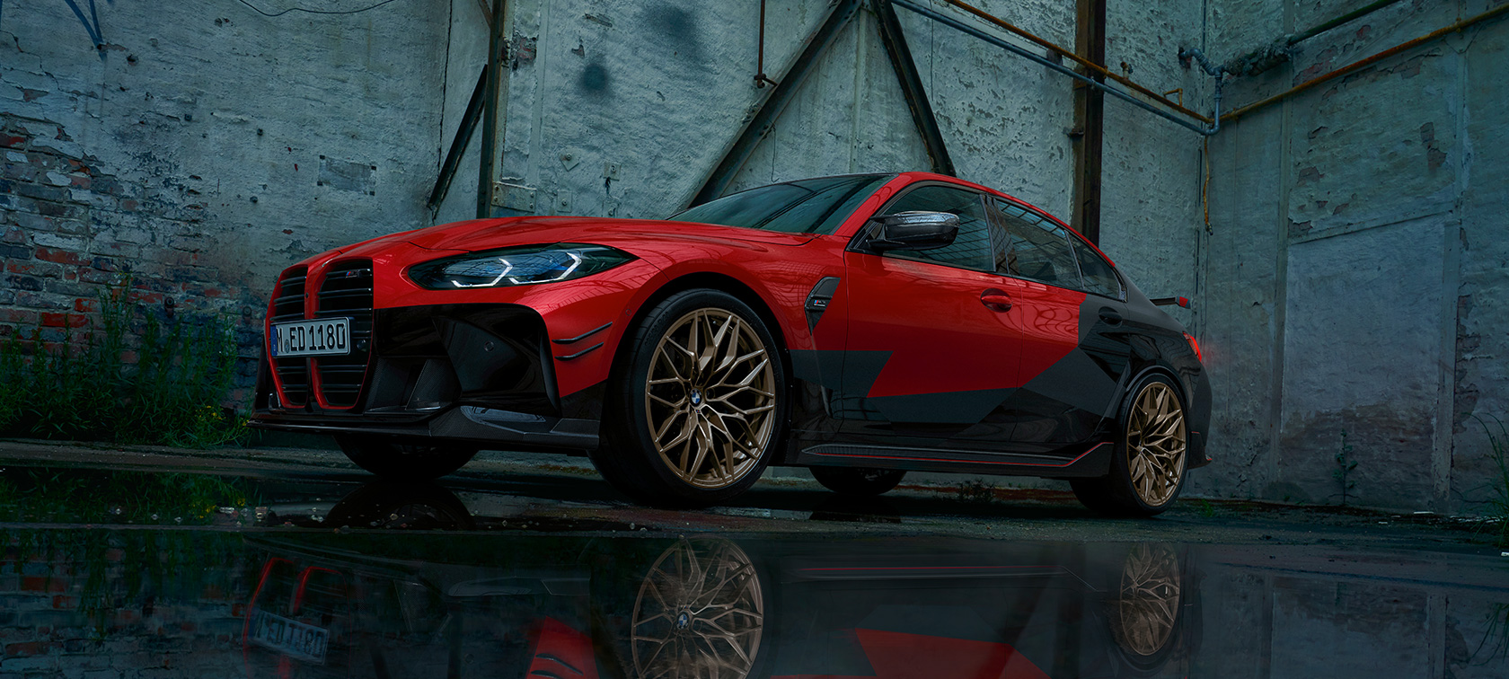 BMW M3 sedanas G80 2020 su BMW M Performance Parts serijos dalimis BMW M3 sedanas G80 2020 su BMW M Performance Parts serijos dalimis, trijų ketvirčių vaizdas iš šono
