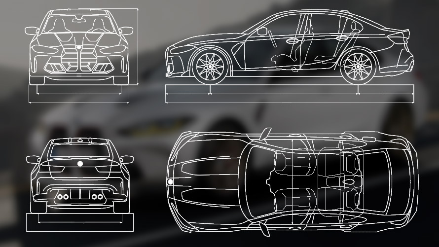 Erdvinis brėžinys BMW M3 CS G80 Erdvinis brėžinys BMW M3 CS G80