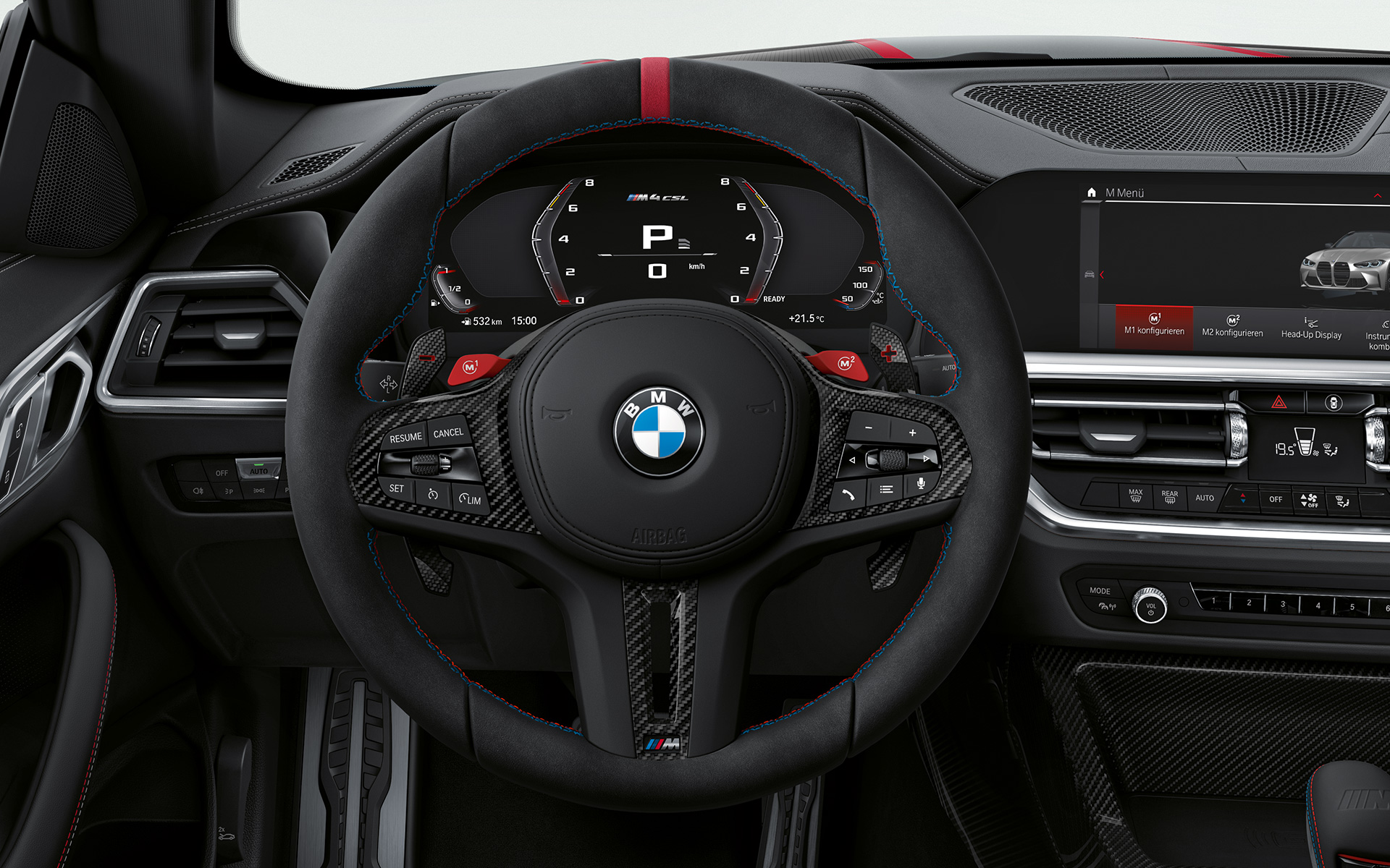 M Alcantara vairas BMW M4 CSL G82 BMW M4 CSL G82 interjeras M Alcantara vairas