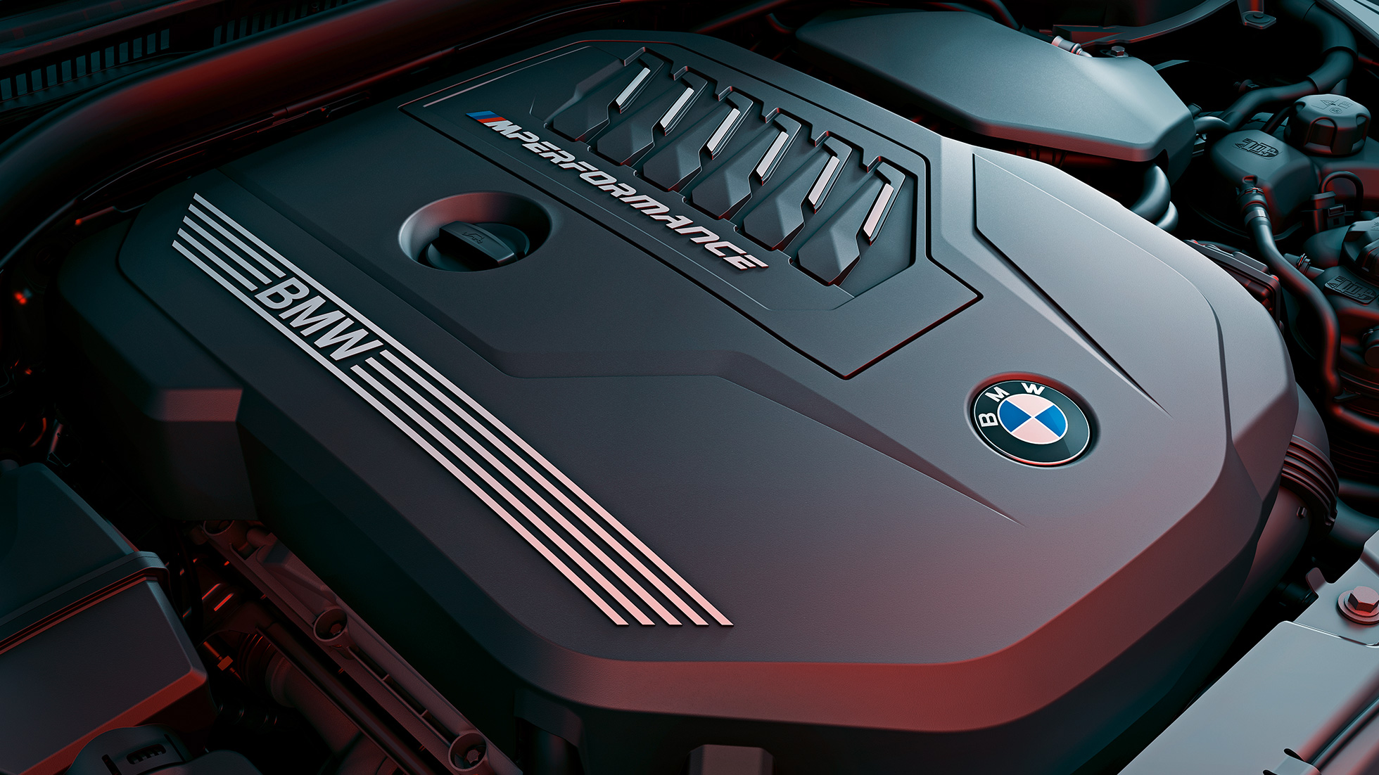 BMW M TwinPower Turbo benzininis variklis, BMW M440i xDrive kupė G22 2020 BMW M TwinPower Turbo vienos eilės 6 cilindrų benzininis variklis, BMW M440i xDrive kupė G22 2020 priartintas vaizdas