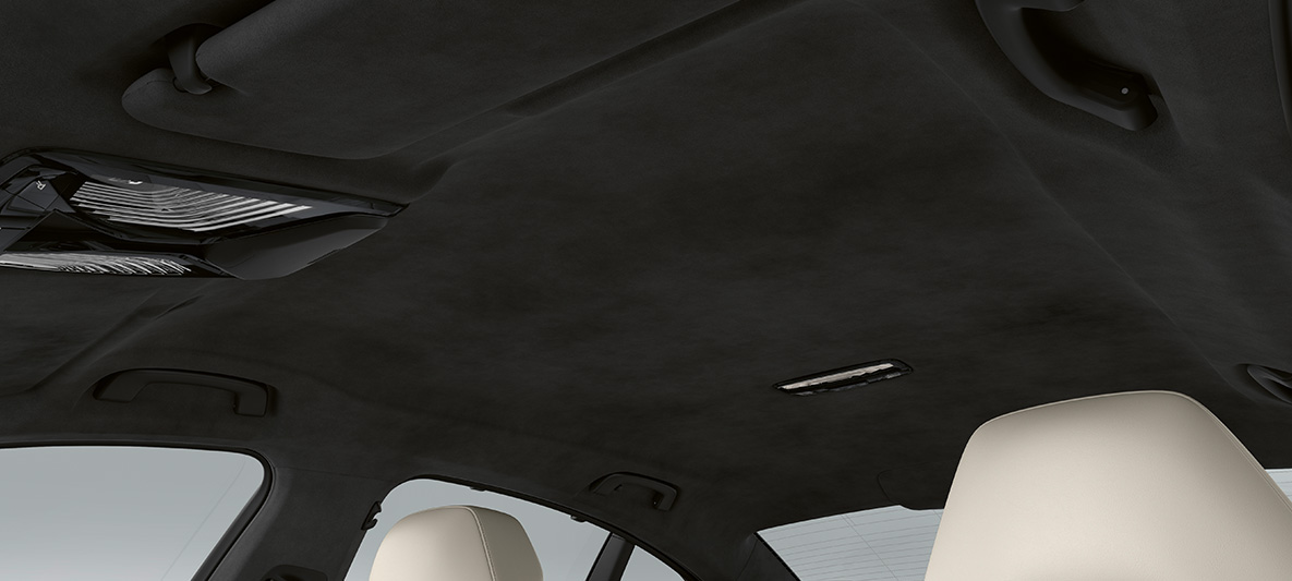 BMW Individual BMW M5 sedanas F90 2020, BMW Individual vidinė stogo danga antracito spalvos BMW Individual BMW M5 sedanas F90 LCI Facelift 2020, BMW Individual vidinė stogo danga antracito spalvos, interjeras