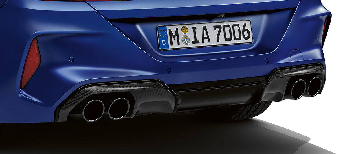Galinio bamperio skydas iš anglies pluošto BMW M8 Competition kupė, galinio bamperio skydas iš anglies pluošto