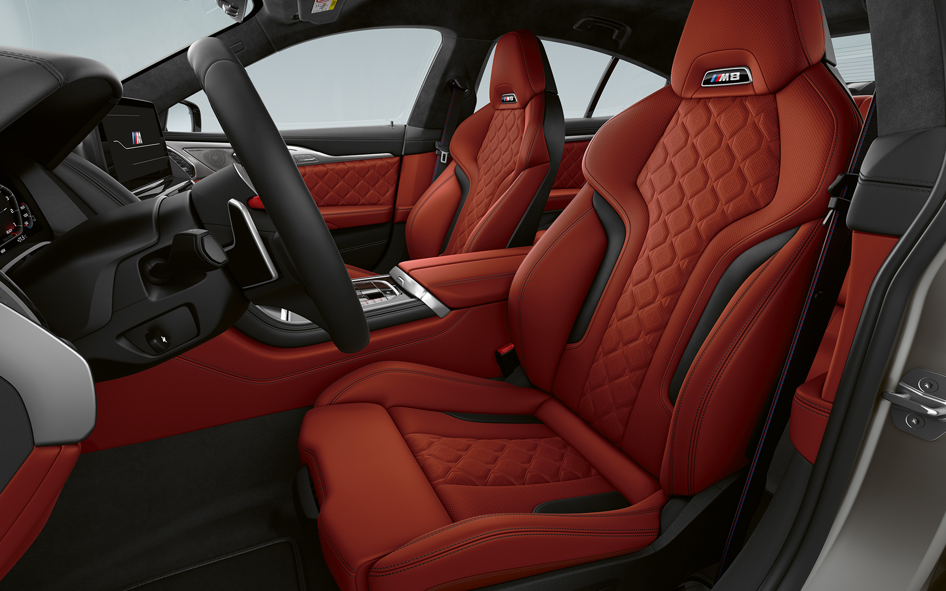 interjeras M sportinės sėdynės BMW M8 Gran kupė F93 LCI Facelift 2022 BMW M8 Gran kupė F93 LCI Facelift 2022 interjeras M sportinės sėdynės