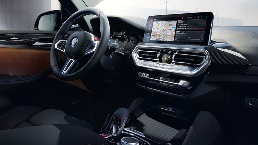 BMW X3 M Competition (F97) LCI Facelift 2021, vairuotojo erdvė BMW X3 M Competition (F97) LCI Facelift 2021, vairuotojo erdvė, Interjeras