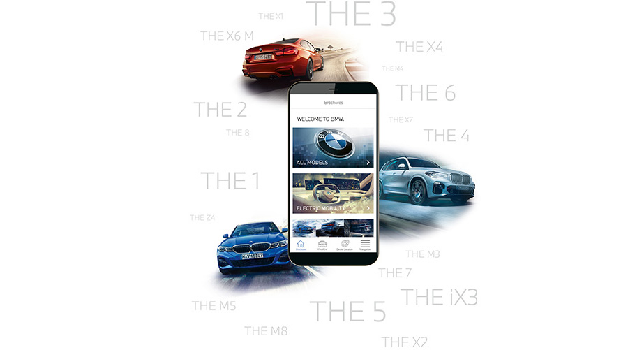 Išmanusis telefonas su BMW Brochure programėle Išmanusis telefonas su BMW Brochure programėle