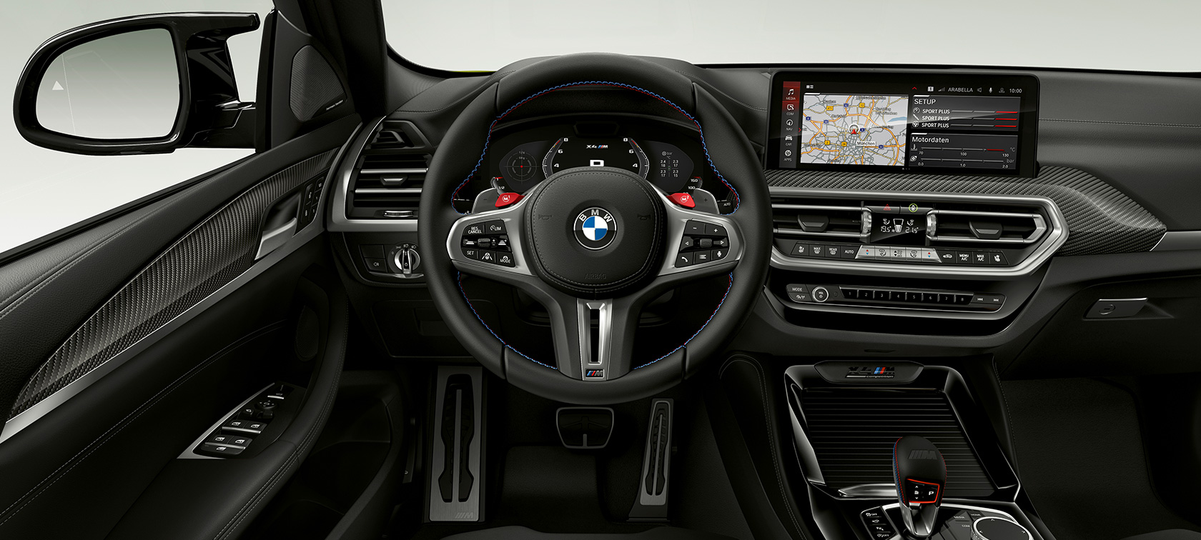 Vairuotojo erdvė BMW X4 M Competition (F98) LCI Facelift 2021 BMW X4 M Competition (F98) LCI Facelift 2021, vairuotojo erdvė, Interjeras