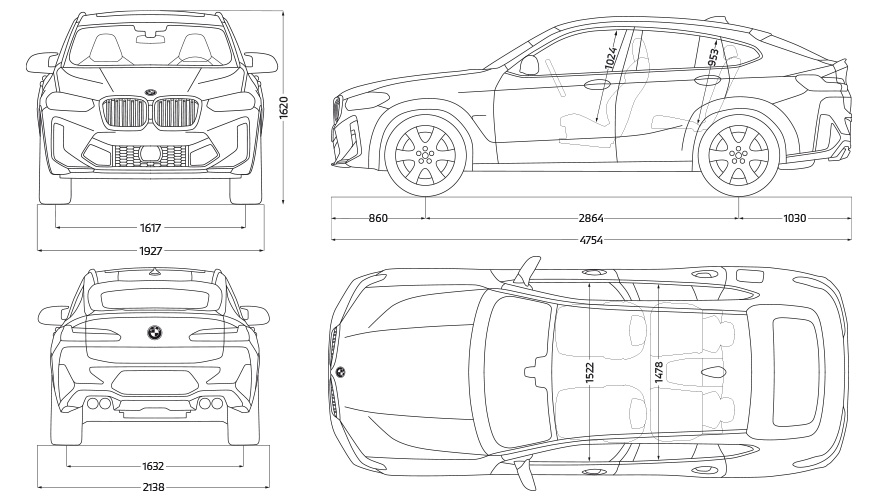 BMW X4 Competition (F98) LCI Facelift 2021, stovinčio automobilio vaizdas iš šono BMW X4 Competition (F98) LCI Facelift 2021, stovinčio automobilio vaizdas iš šono