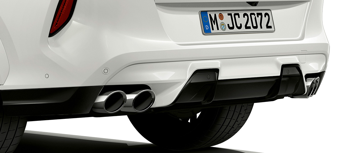 Galinio bamperio apdaila, BMW X6 M SUV (F96) Galinio bamperio apdaila, BMW X6 M (F96) 2020 SUV vaizdas iš galo