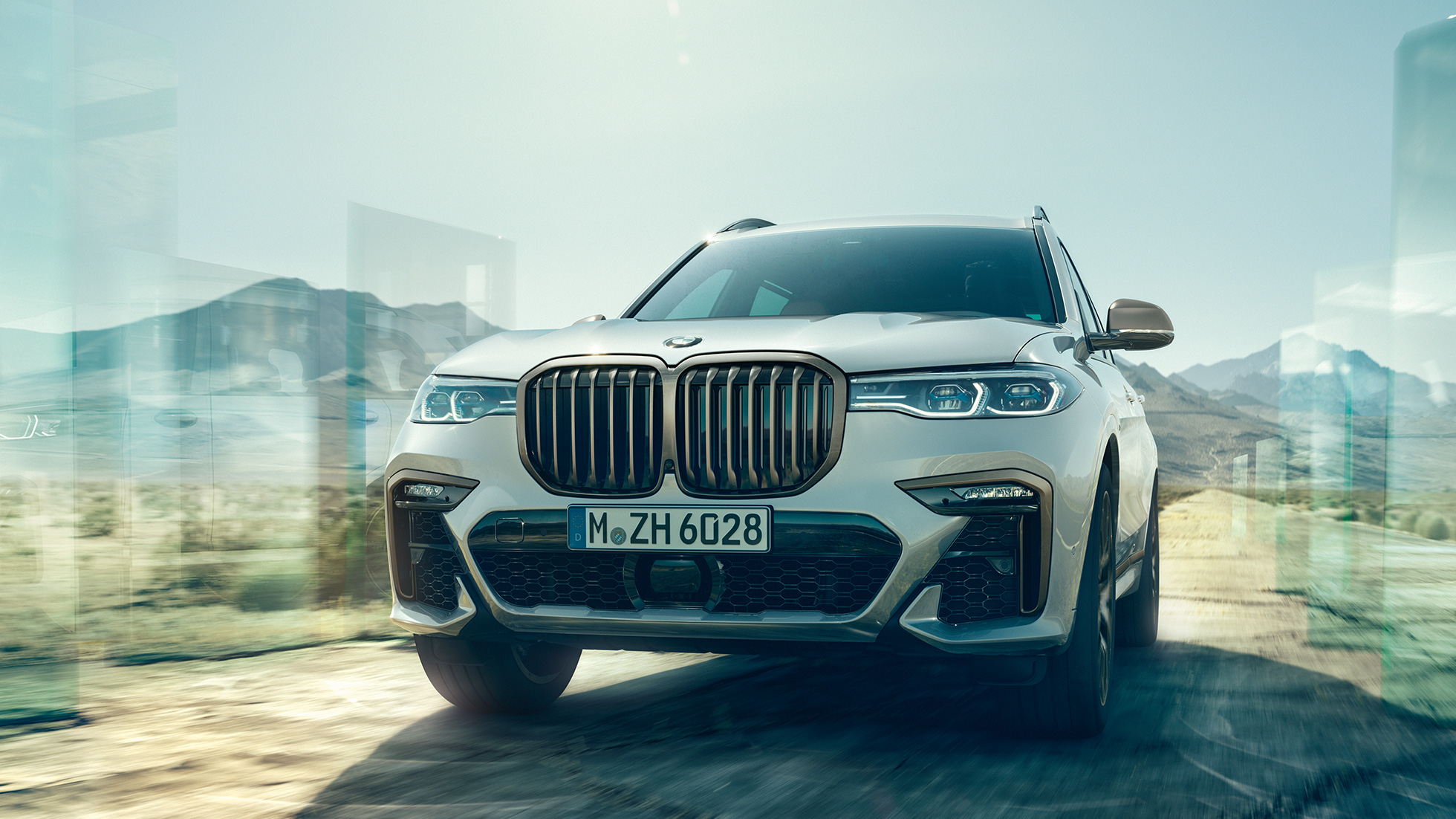 BMW X7 M50d, vaizdas iš priekio BMW X7 M50d Mineral White baltos spalvos, vaizdas iš priekio, G07, 2019