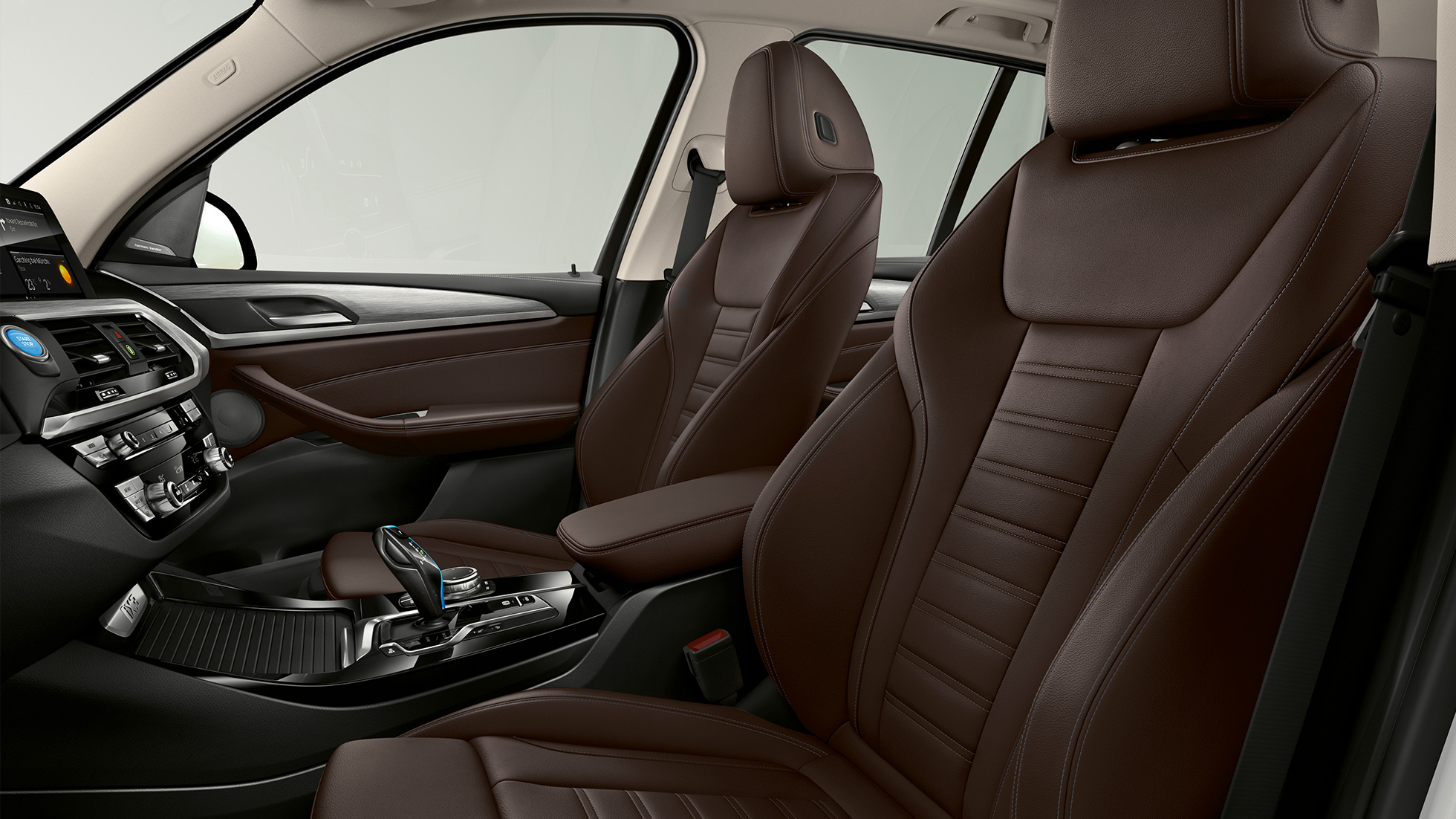 BMW iX3 G08 modelis „Impressive“, sportinės juodos Vernasca odos sėdynės BMW iX3 G08 2020, modelis „Impressive“, sportinės juodos Vernasca odos vairuotojo ir priekinio keleivio sėdynės