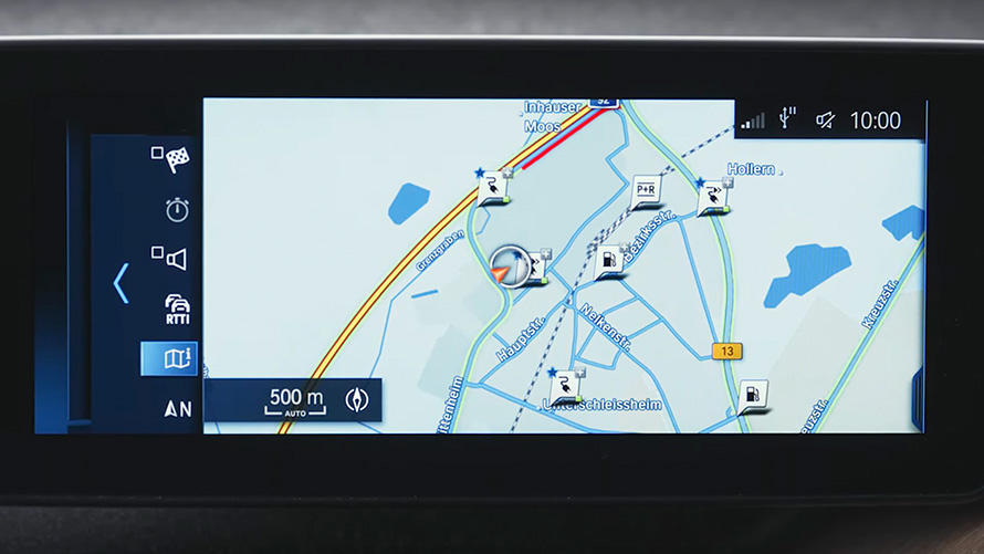 BMW įkraunamo hibrido navigacijos sistema BMW įkraunamo hibrido navigacijos sistemos vaizdas iš arti