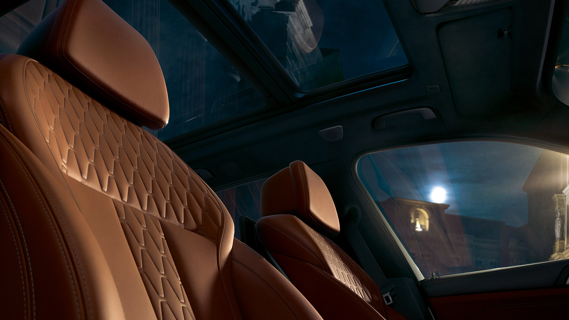 Odinės sėdynės BMW X5 interjere Odinės sėdynės BMW X5 G05 2018 interjere