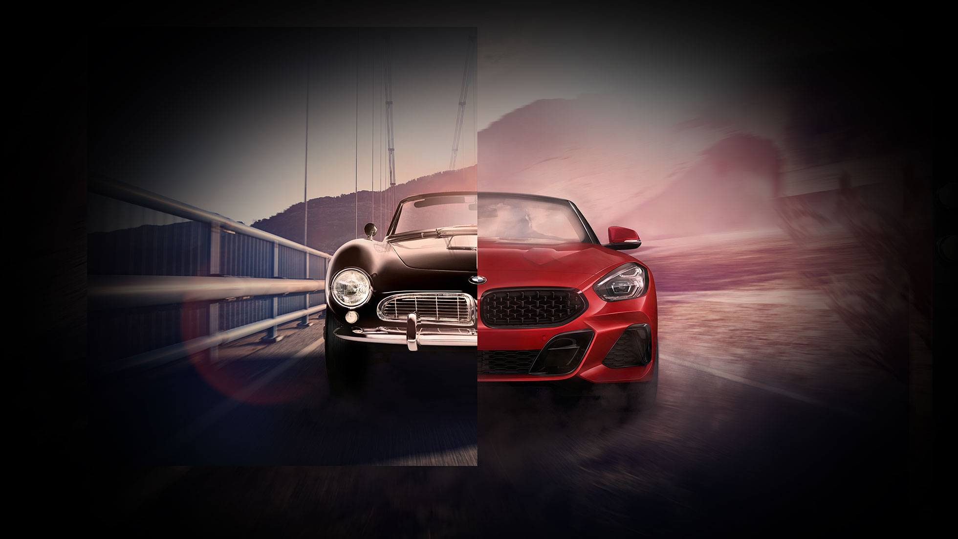 BMW 507 ir BMW Z4 Roadster Juodo BMW 507 ir BMW Z4 Roadster padalintas ekranas