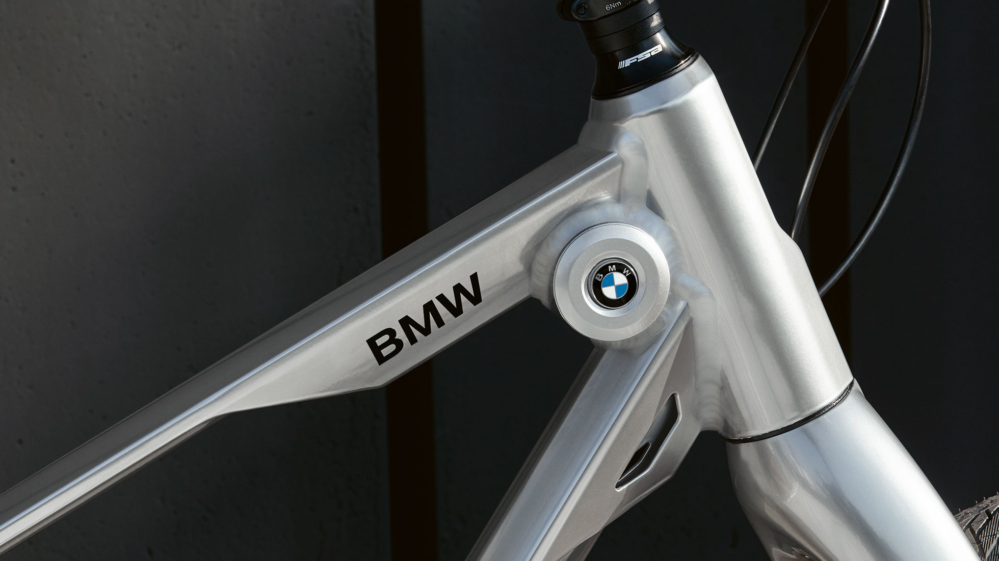 Nuotraukoje – BMW Cruise dviratis. BMW logotipas ir BMW užrašas aiškiai matomi ant priekinės rėmo dalies. Nuotraukoje - BMW Cruise dviratis. BMW logotipas ir BMW užrašas aiškiai matomi ant priekinės rėmo dalies.