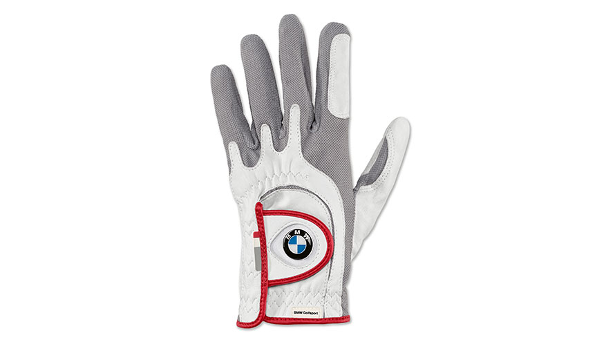 BMW Golfsport moteriška kairės rankos pirštinė. Gaminio nuotraukoje - BMW Golfsport moteriška kairės rankos pirštinė.