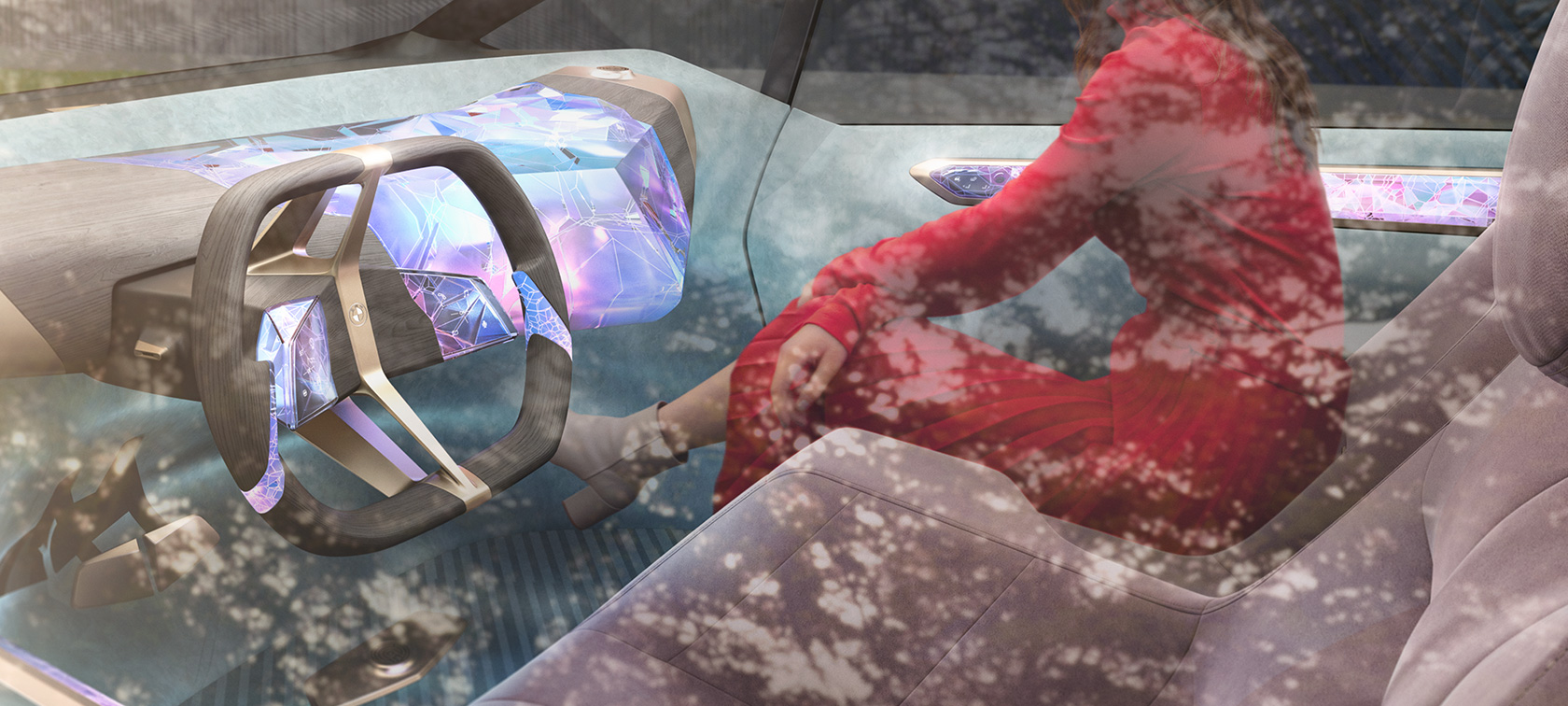 BMW i Vision Circular 2021 interjero dizainas BMW i Vision Circular 2021 koncepcinio automobilio interjero dizainas