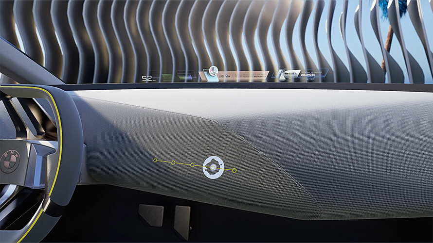 BMW i Vision Dee BMW mišriosios realybės funkcija BMW i Vision Dee Vision automobilis BMW mišriosios realybės funkcija