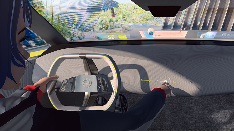 BMW i Vision Dee interaktyvi komunikacija BMW i Vision Dee interaktyvioji komunikacija