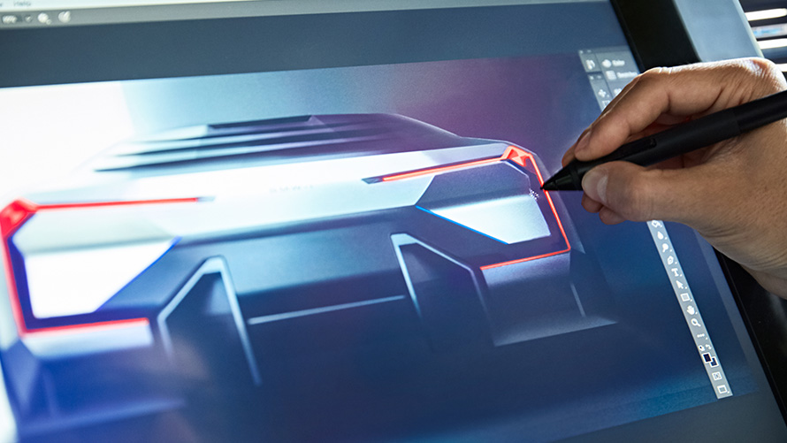 BMW Vision M NEXT, eksterjeras BMW Vision M NEXT, tobulinimas, eksterjeras, dizainas, vaizdas iš galo, eskizas