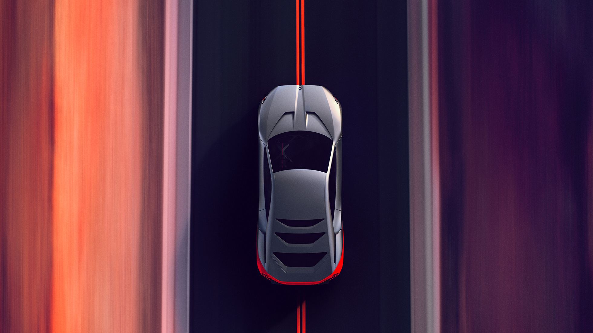 BMW Vision M NEXT, važiuojančio automobilio vaizdas iš viršaus BMW Vision M NEXT, važiuojančio automobilio vaizdas iš viršaus