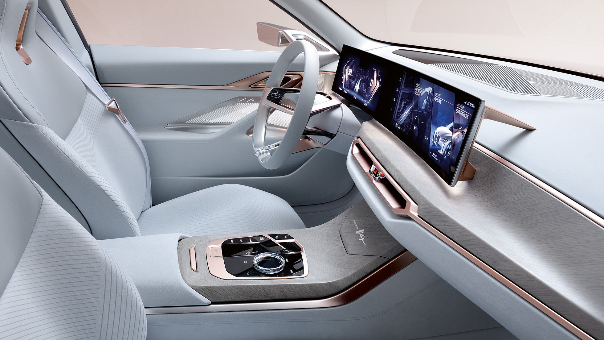 Eksterjeras 3, 2020 m. BMW i4 G26 konceptas Interjeras 3, 2020 m. BMW i4 G26 elektrinio automobilio konceptas, vien tik elektra varomas BMW Gran kupė