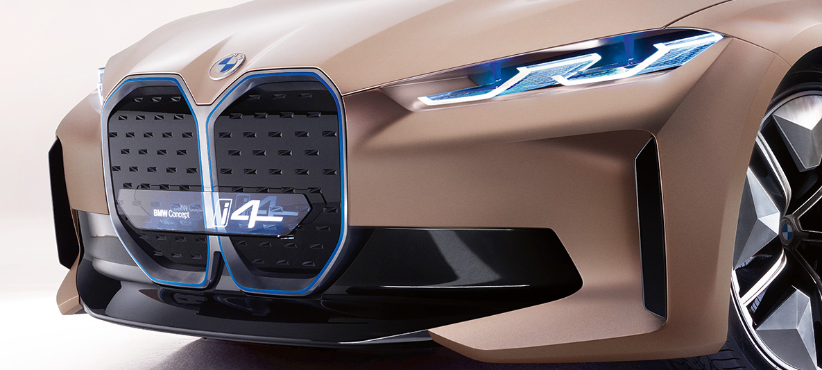 2020 m. BMW i4 G26 koncepto vaizdas nr. 1 2020 m. BMW i4 G26 elektrinio automobilio konceptas, vien tik elektra varomo BMW Gran kupė vaizdas nr. 1