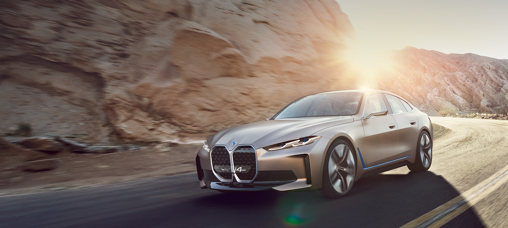 2020 m. BMW i4 G26 konceptas 2020 m. BMW i4 G26 elektrinio automobilio konceptas, vien tik elektra varomas BMW Gran kupė