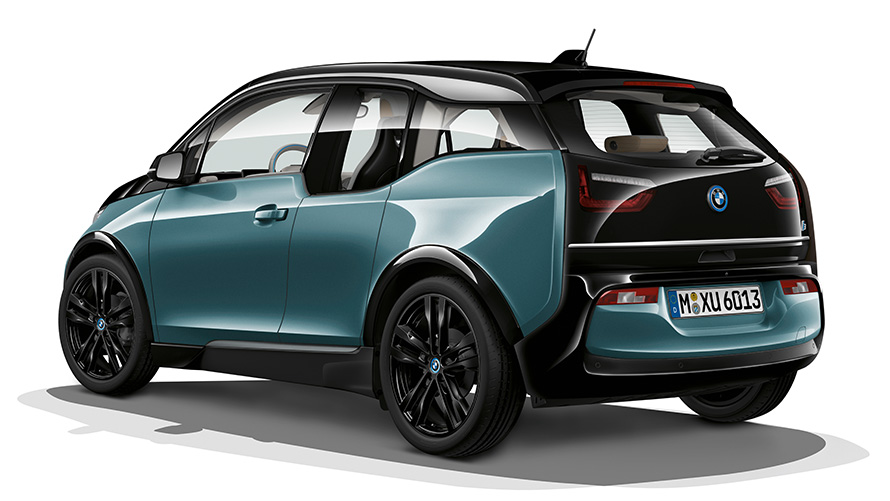 BMW i3 vaizdas studijoje BMW i3 trijų ketvirčių vaizdas iš galo studijoje