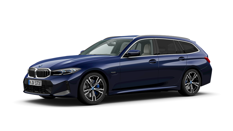 BMW 3 serijos Touring G21 PHEV stovinčio automobilio vaizdas iš priekio