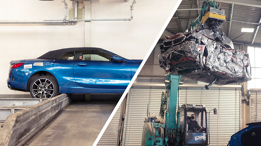 BMW tausumas perdirbant naudotus automobilius BMW elektrinis mobilumas, BMW tausumas, aplinką tausojanti gamyba, naudotų automobilių perdirbimas